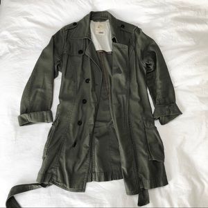 Military green trench coat